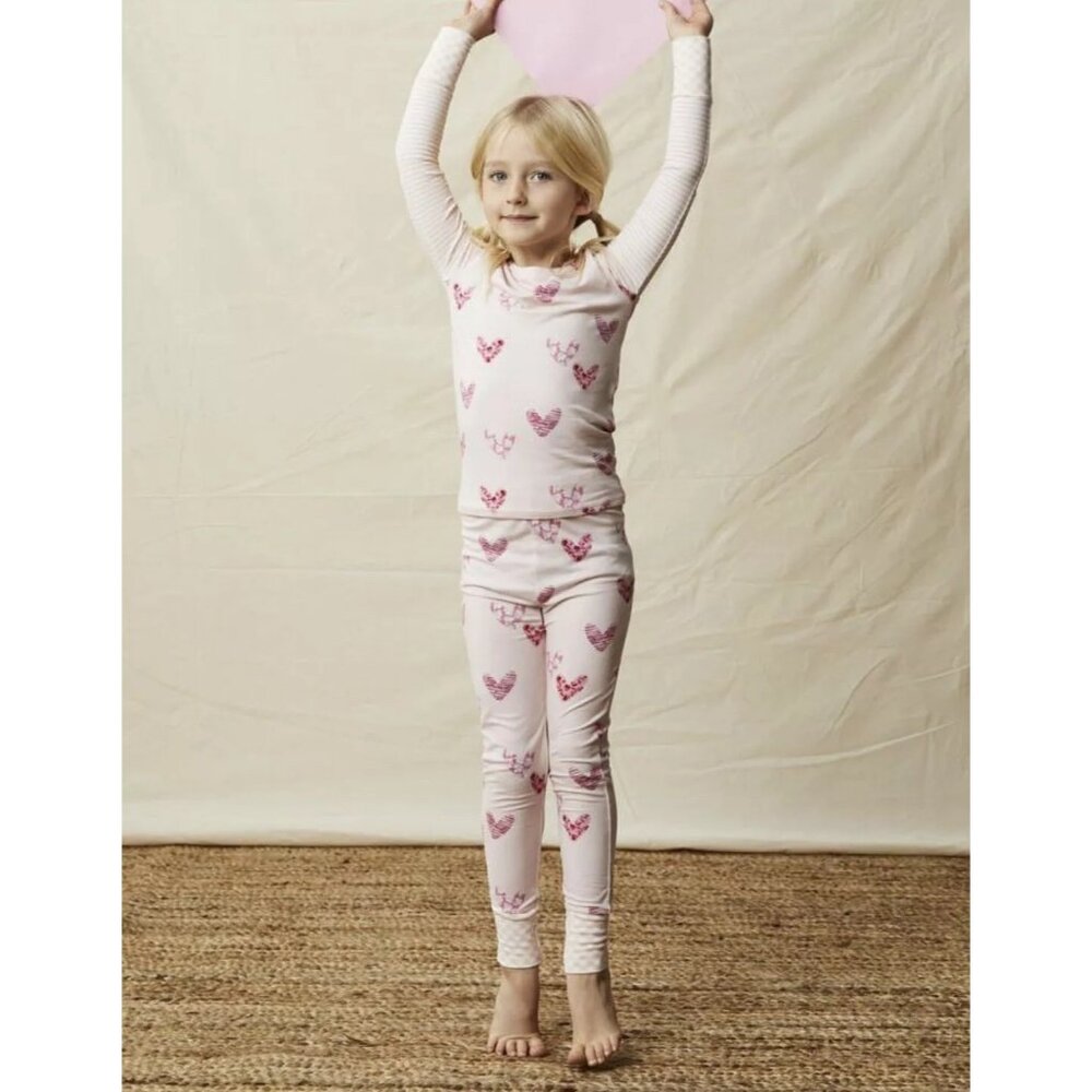 Matilda Jane Fairy Dust Allover Pajamas NWT Girls Size 10 Pink Hearts Print